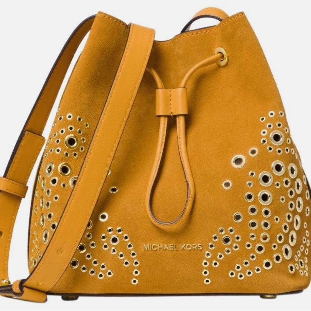 Michael Kors Cary Marigold SM Bucket Bag Leather Suede